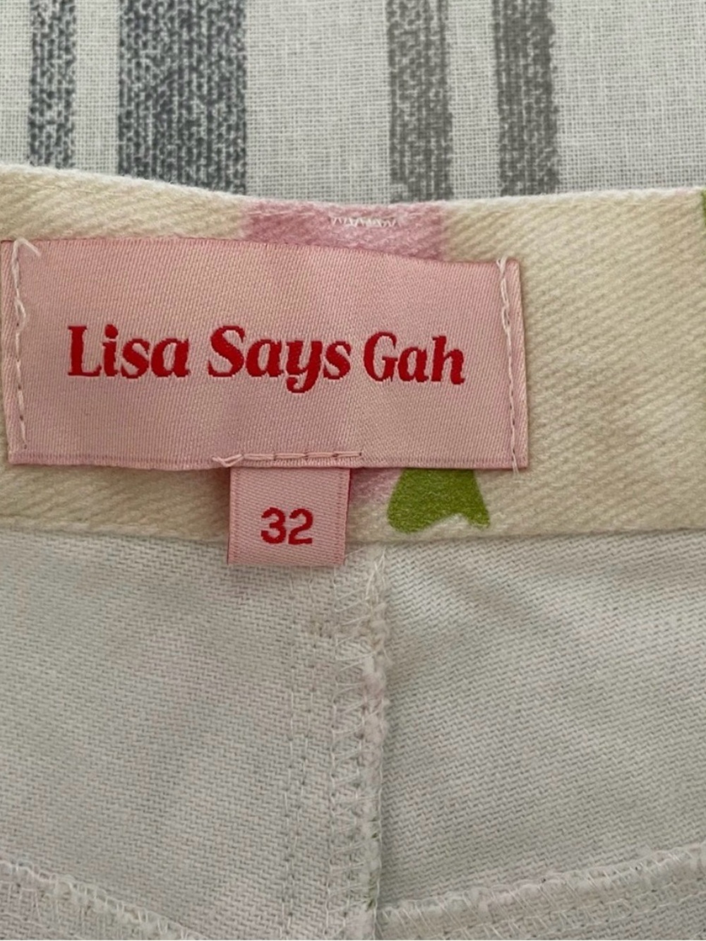 Lisa Says Gah Robyn Jeans Pink Green Sheep Size 32 Colorful Novelty Animal - Picture 5 of 6